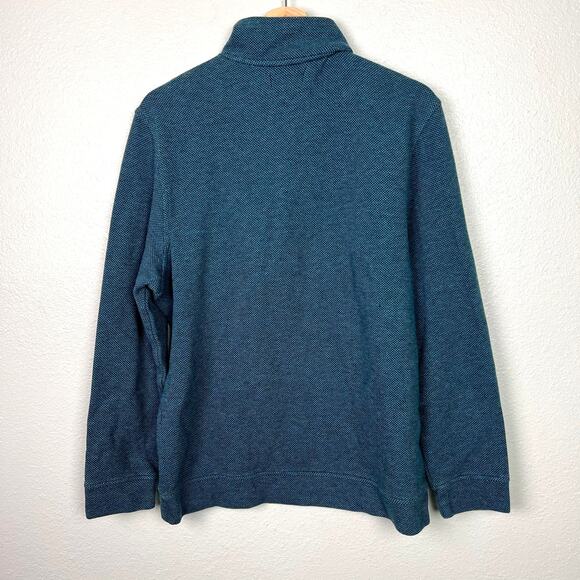 Tasso Elba Men's Size Large Birdseye 1/4 Zip Stand Collar Sweater Teal Blue - Picture 8 of 9
